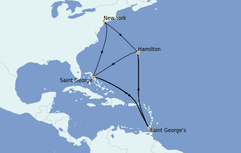 Itinéraire de la croisière Bahamas 7 jours à bord du Insignia