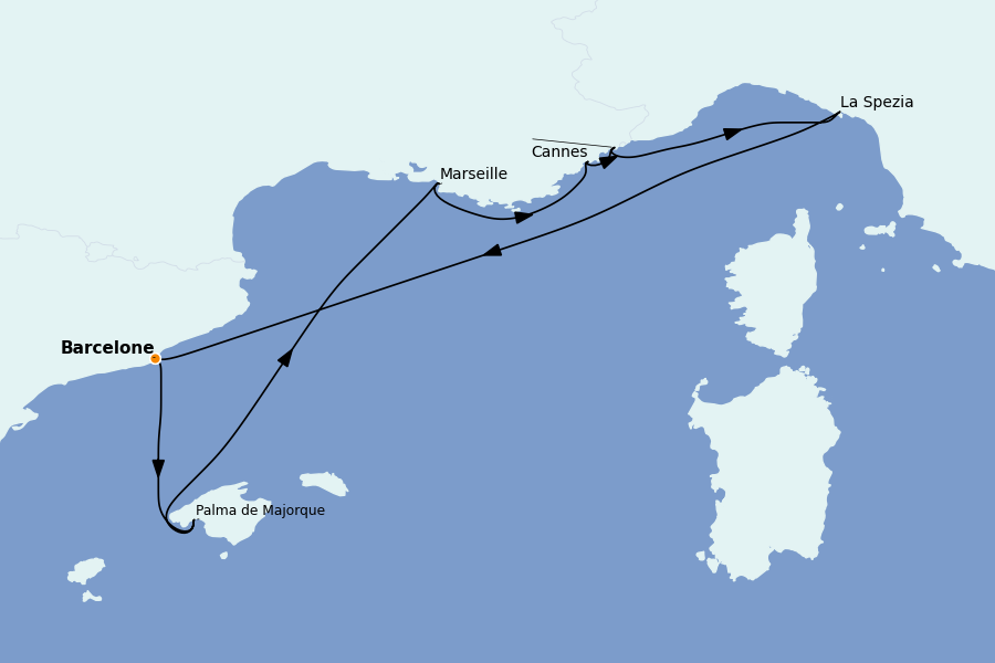 Itinerario del crucero Mediterráneo Occidental 7 días a bordo del Celebrity Equinox