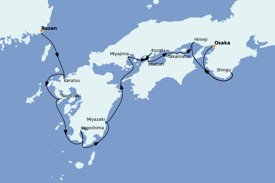 Itinerario del crucero China, Japón, Hong Kong, Taiwán, Corea del Sur 12 días a bordo del Le Soléal