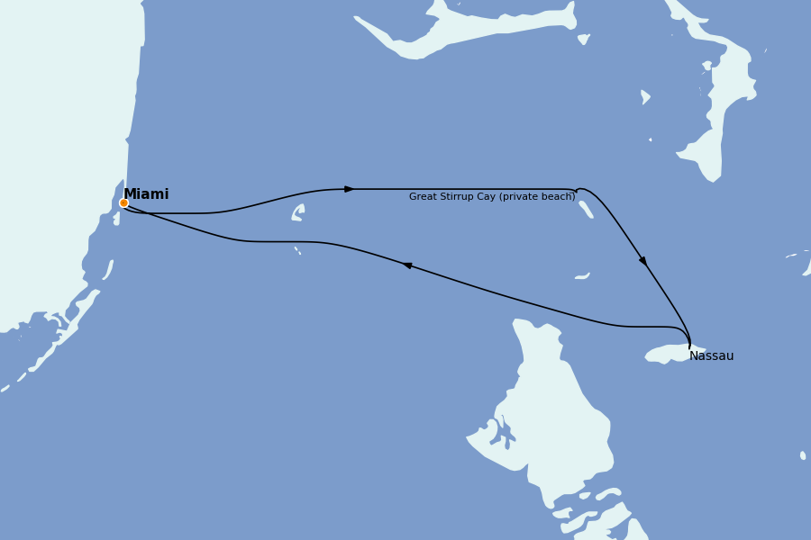 Itinéraire de la croisière Caraïbes de l'Est (Antilles) 4 jours à bord du Norwegian Luna