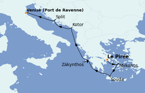 Itinéraire de la croisière Grèce & Adriatique 7 jours à bord du Rhapsody of the Seas