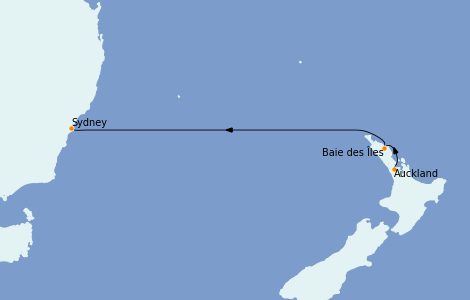 Itinéraire de la croisière Australie 2024 4 jours à bord du Coral Princess