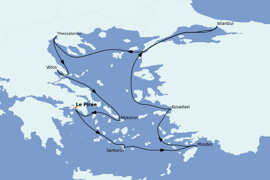 Itinéraire de la croisière Îles Grecques, Adriatique et Turquie - Méditerranée Orientale 11 jours à bord du Silver Muse