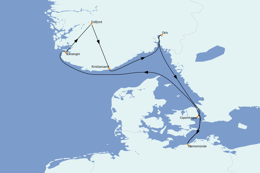 Itinéraire de la croisière Mer Baltique - Russie - Mer du Nord 7 jours à bord du MSC Poesia